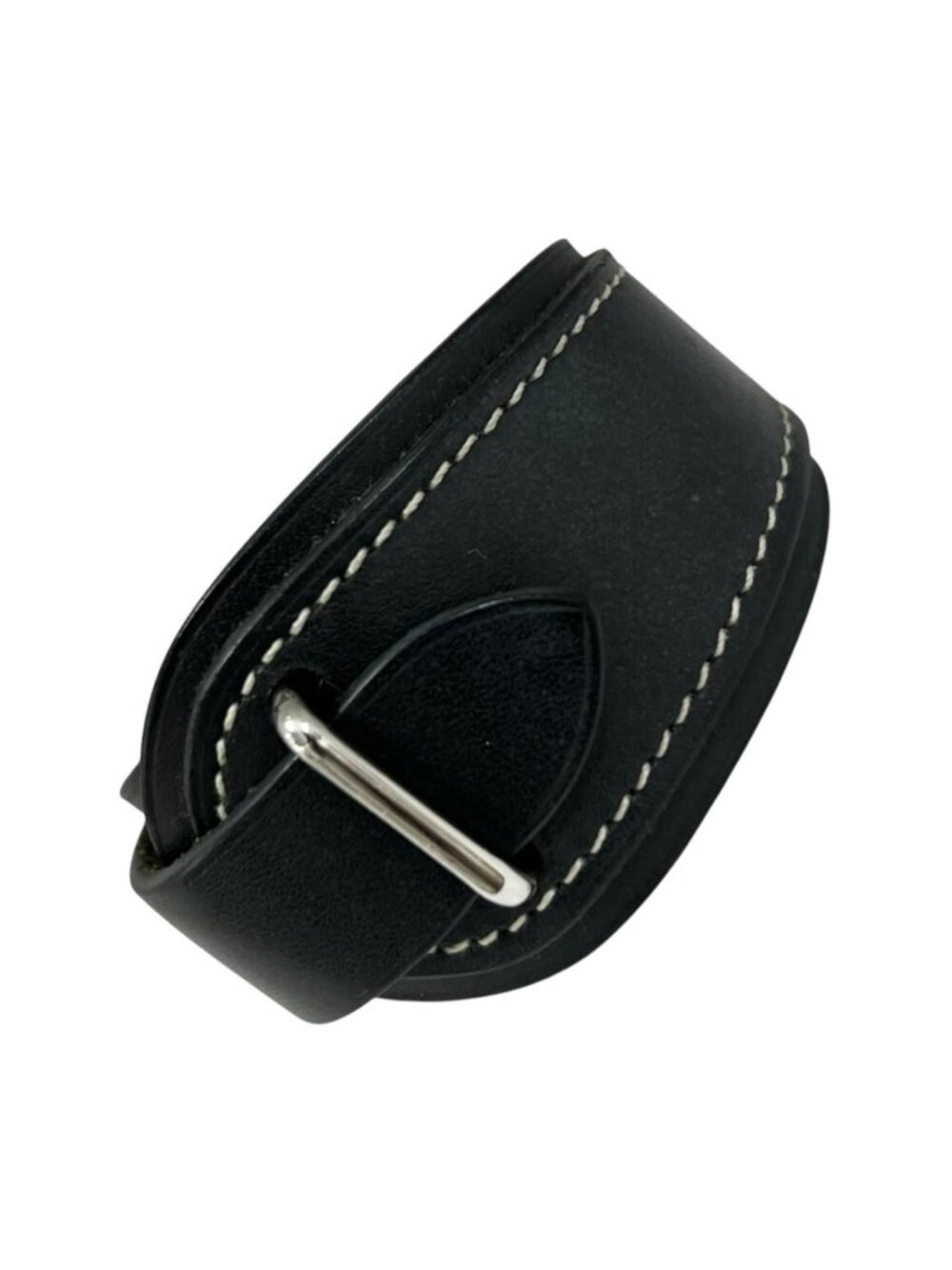 Hermes Leather Black Bracelet Silver